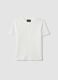 White regular fit t-shirt with floral net pattern_4