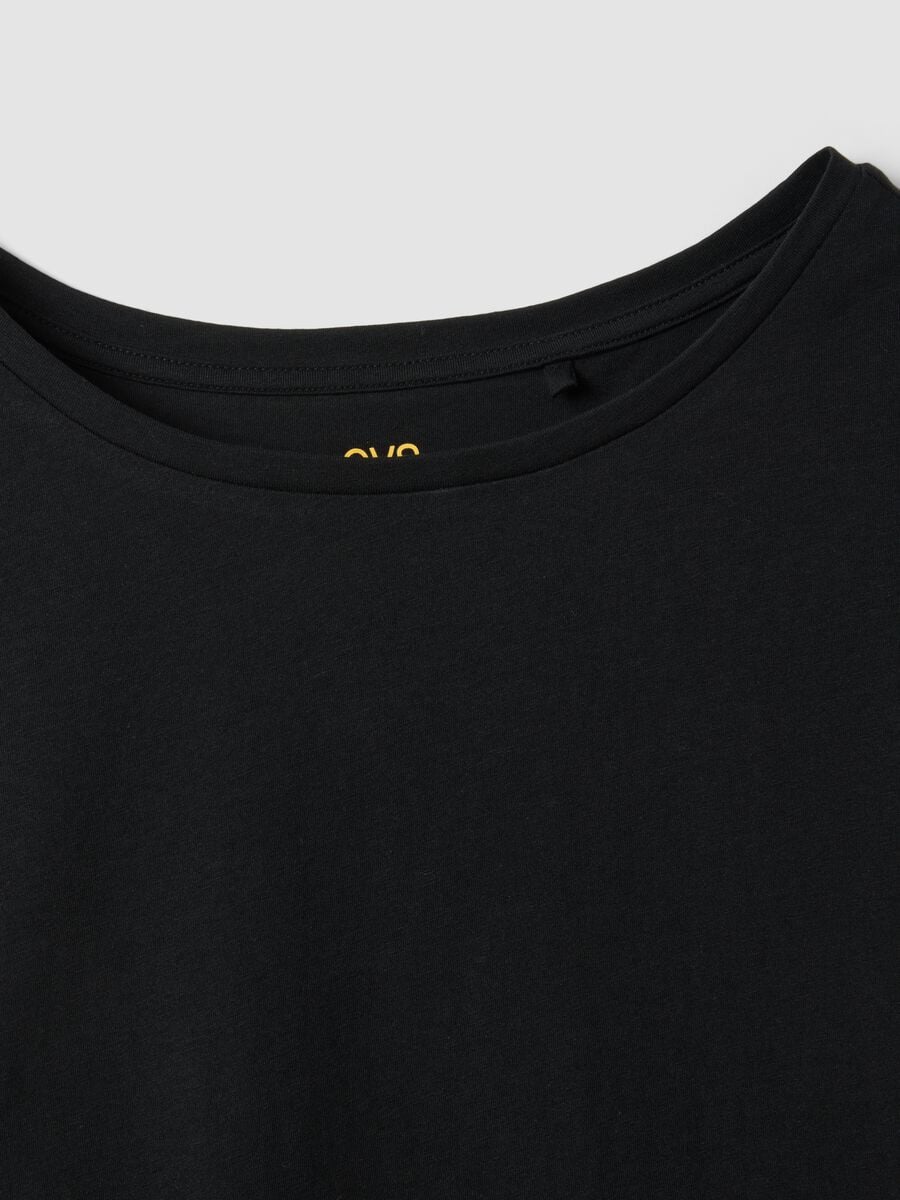 Black pure cotton short-sleeve T-shirt_5