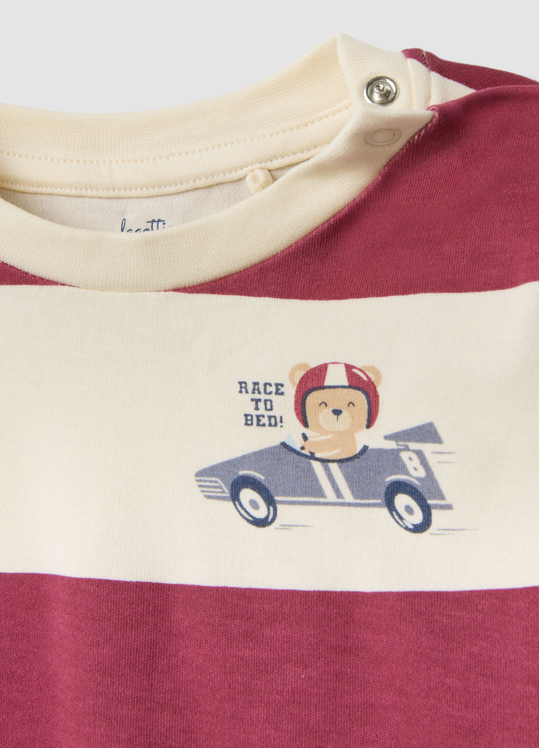 Pijama multicolor de algod&oacute;n org&aacute;nico puro con camiseta de rayas para beb&eacute; y ni&ntilde;o
