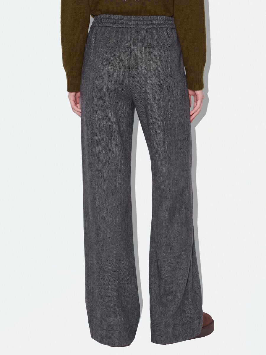 Grey stretch viscose-blend wide-leg joggers with pattern_4