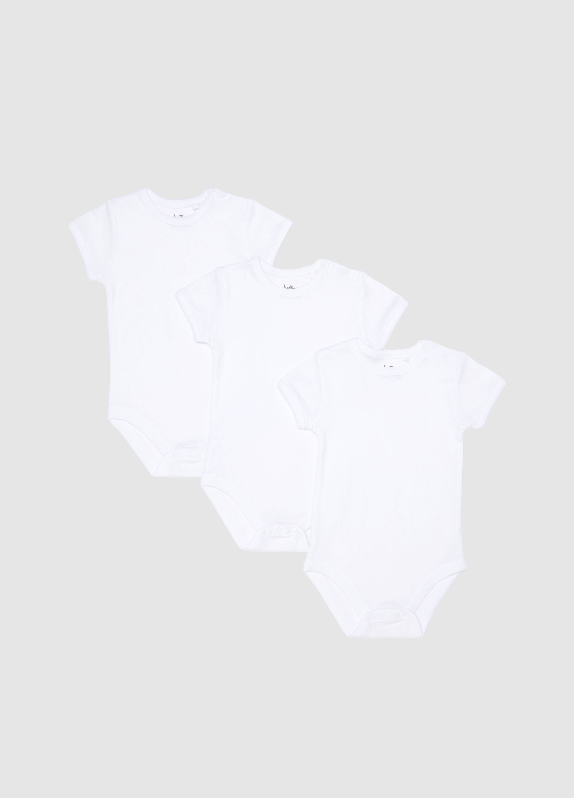 Tripack de Bodies Blancs pour B&eacute;b&eacute; en Pur Coton Bio