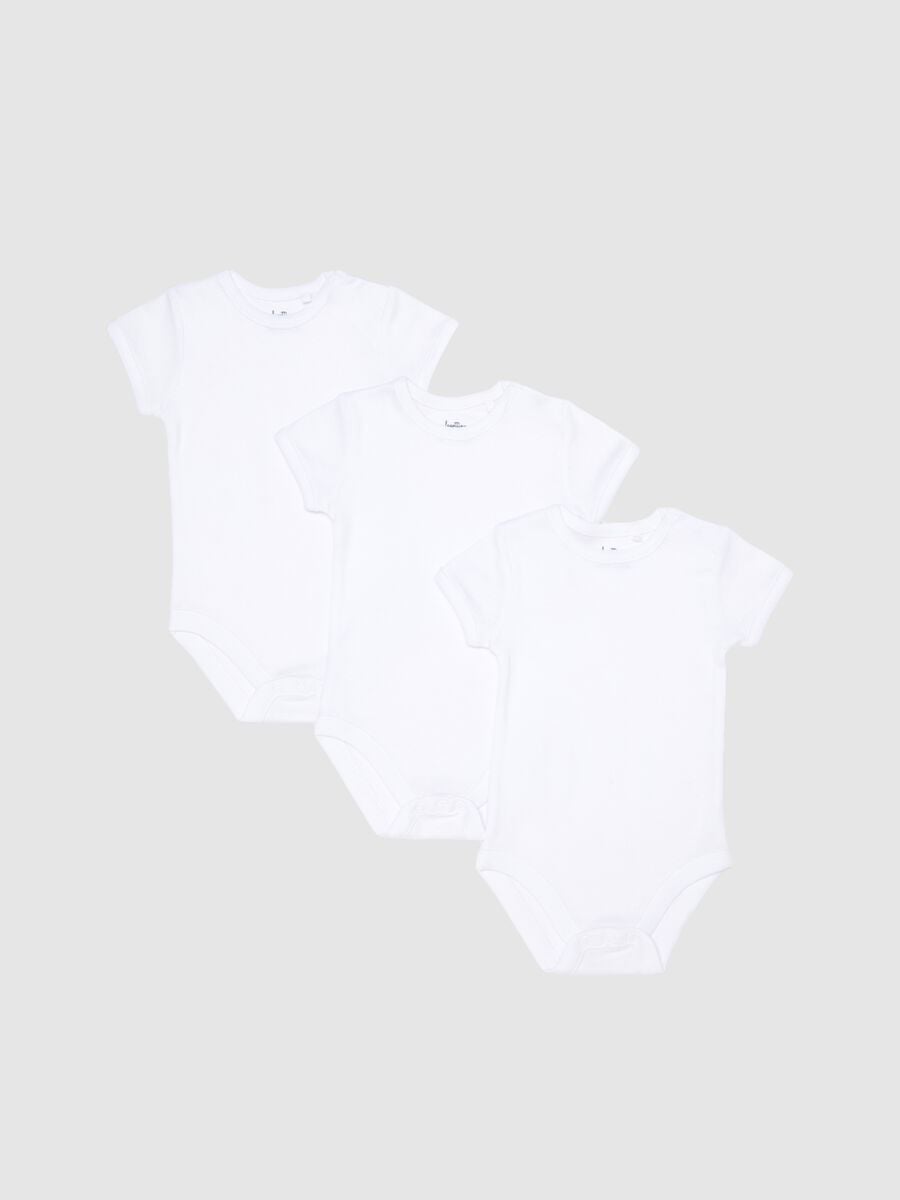 Newborn White Bodysuit Tripack in Pure Organic Cotton_0