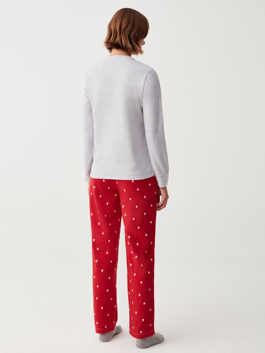 Full-length fleece pyjamas with bear embroidery_2