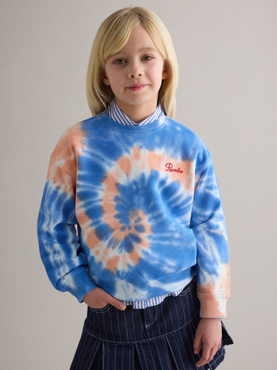 Girls' multicolour cotton-blend sweatshirt, regular fit with Tie-dye pattern_0