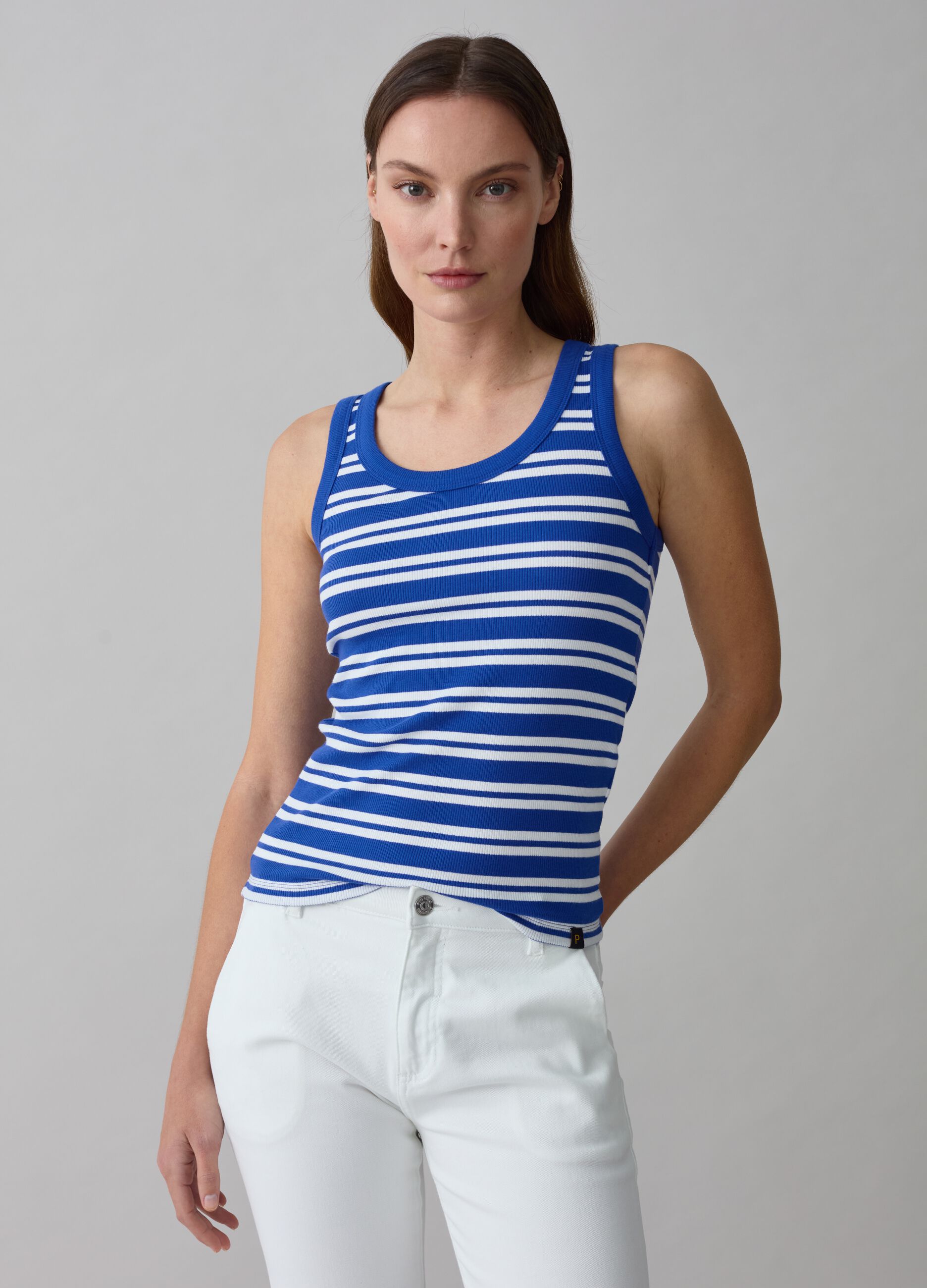 Ribbed tank top with striped pattern