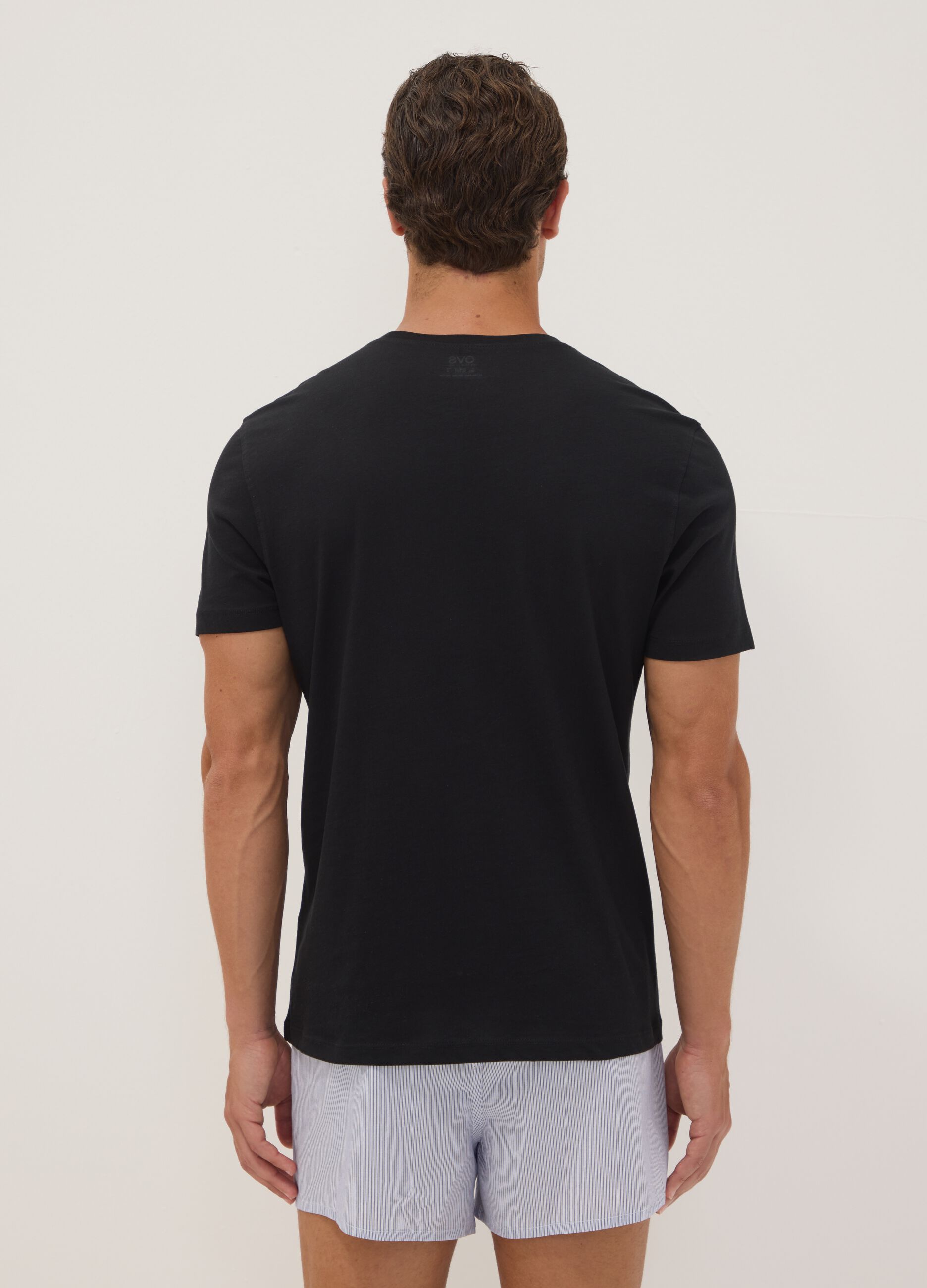 Two-pack of black crew-neck T-shirts in pure extra-fine cotton