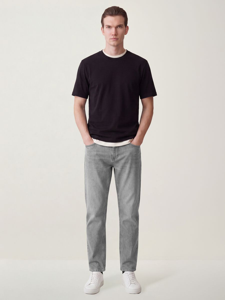 Graue Denim-Jeans aus reiner Baumwolle, Regular Fit_0