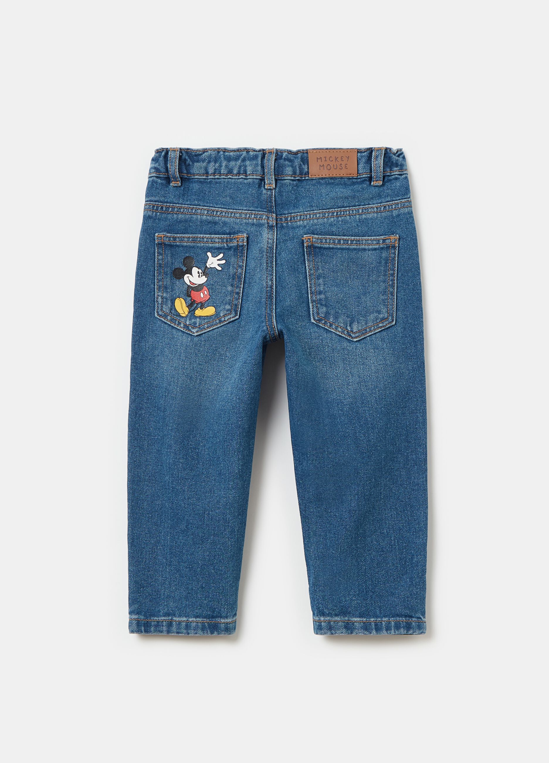 Five-pocket jeans with Mickey Mouse print