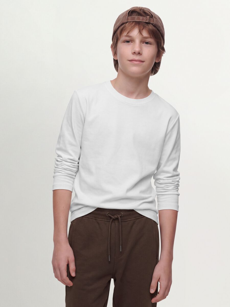 Optic white crew-neck T-shirt in pure organic cotton_0
