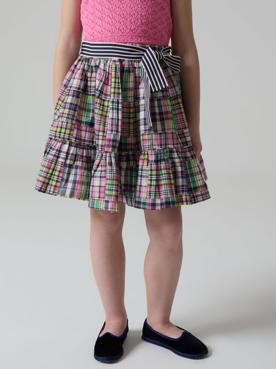 Tiered skirt with multicoloured check pattern_1