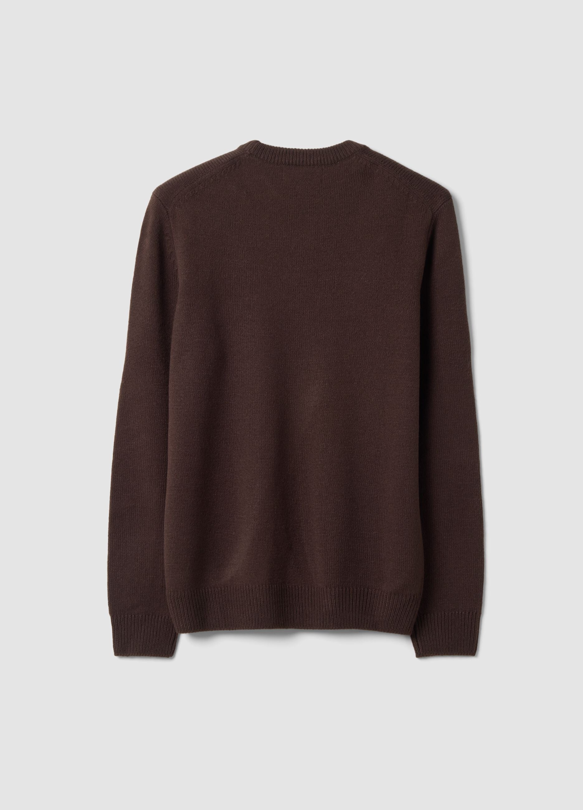 Brown crew-neck jersey knit jumper, regular fit