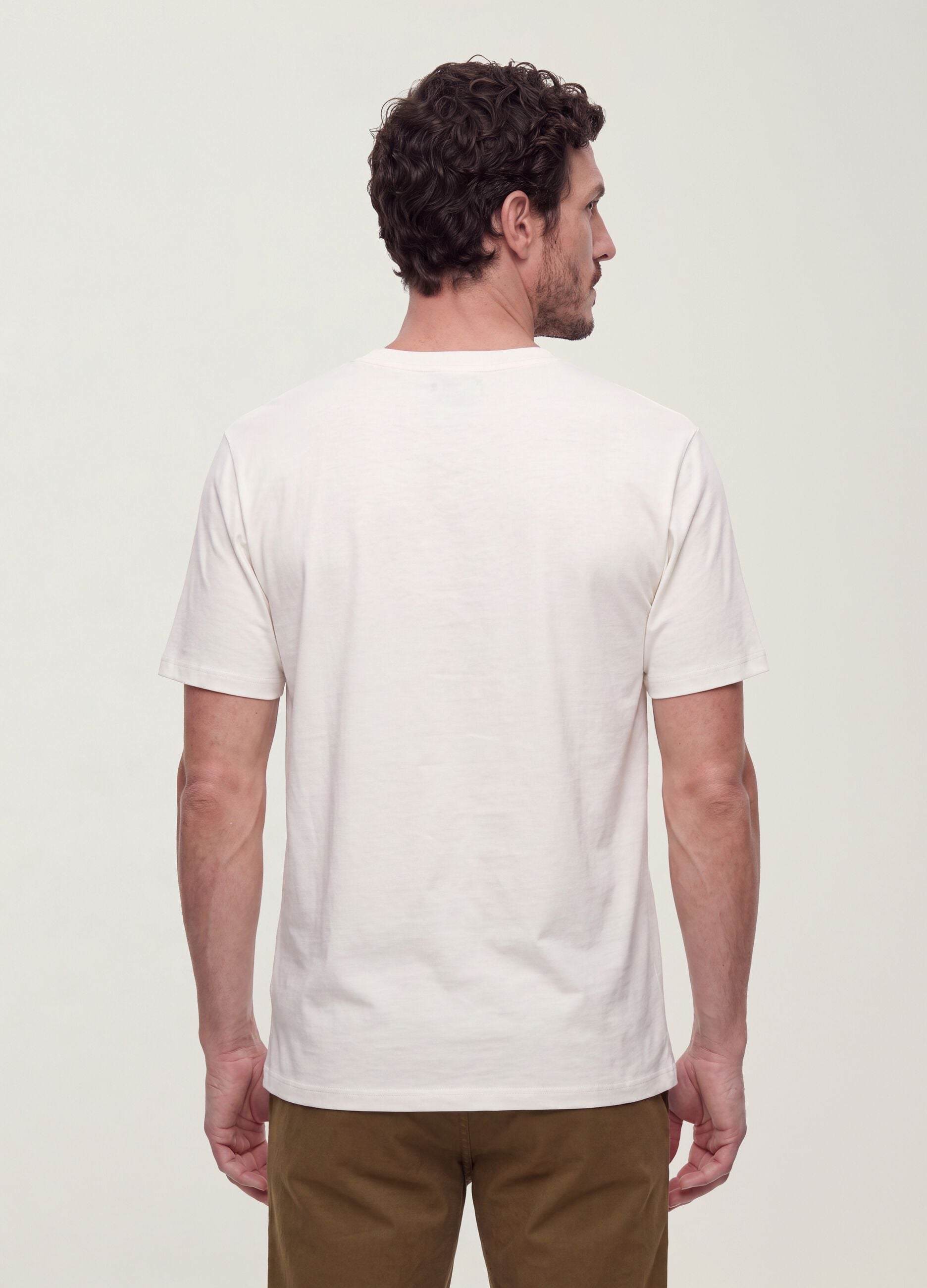 White pure cotton short-sleeve T-shirt, relaxed fit