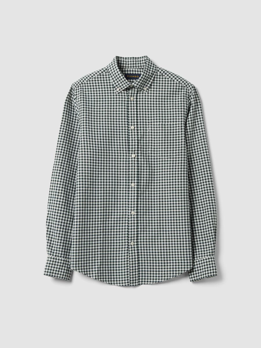 Camisa Oxford verde de cuadros en algod&oacute;n puro con cuello button-down, corte regular_4