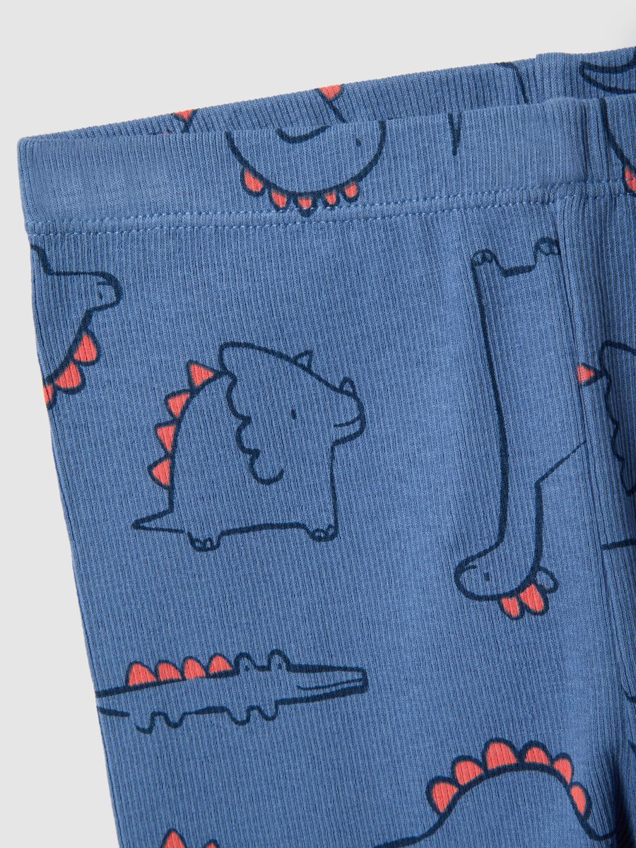 Blue cotton blend baby pyjamas regular fit with dinosaurs_3