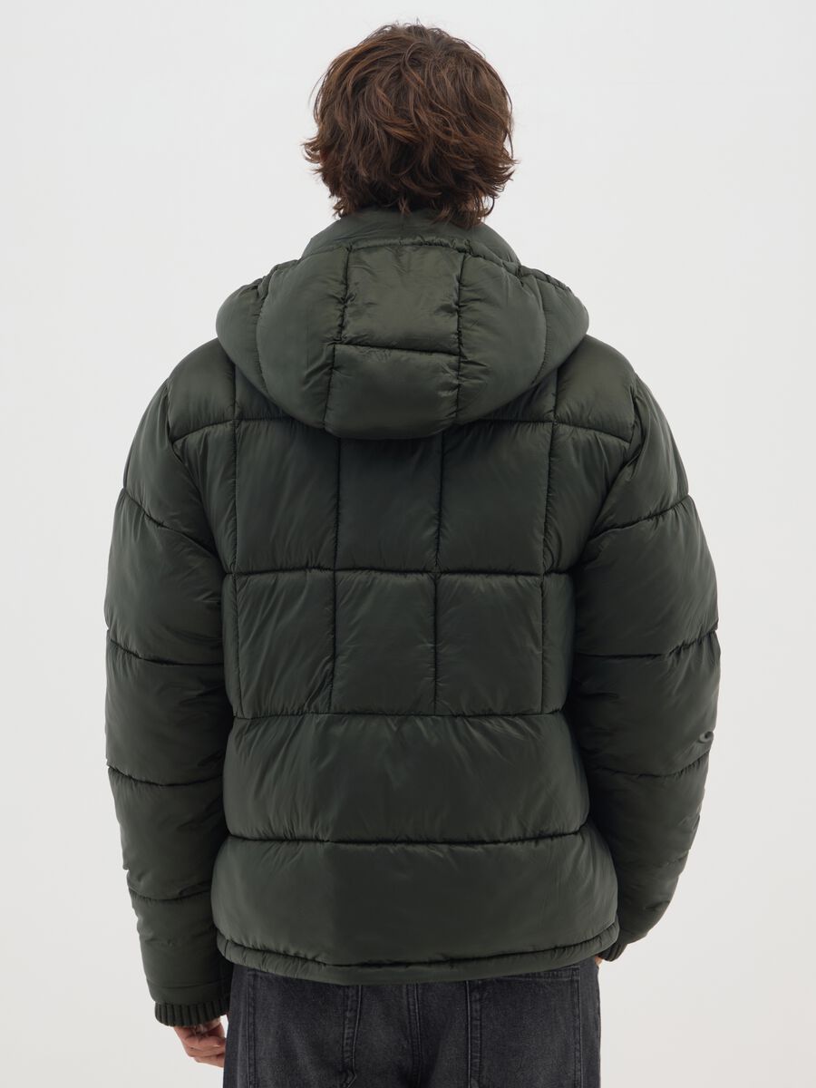 Dark Green Iconic Puffer Jacket with Removable Hood_3