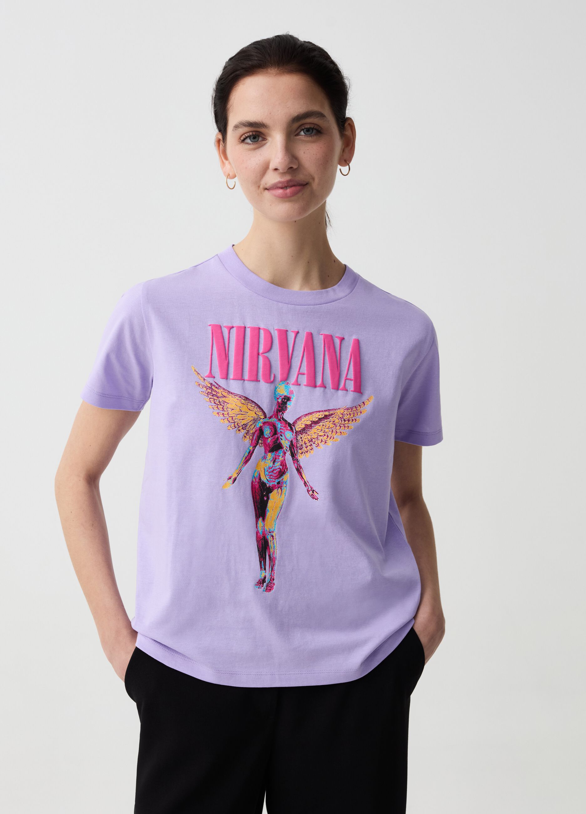 Camiseta de algodón con estampado Nirvana