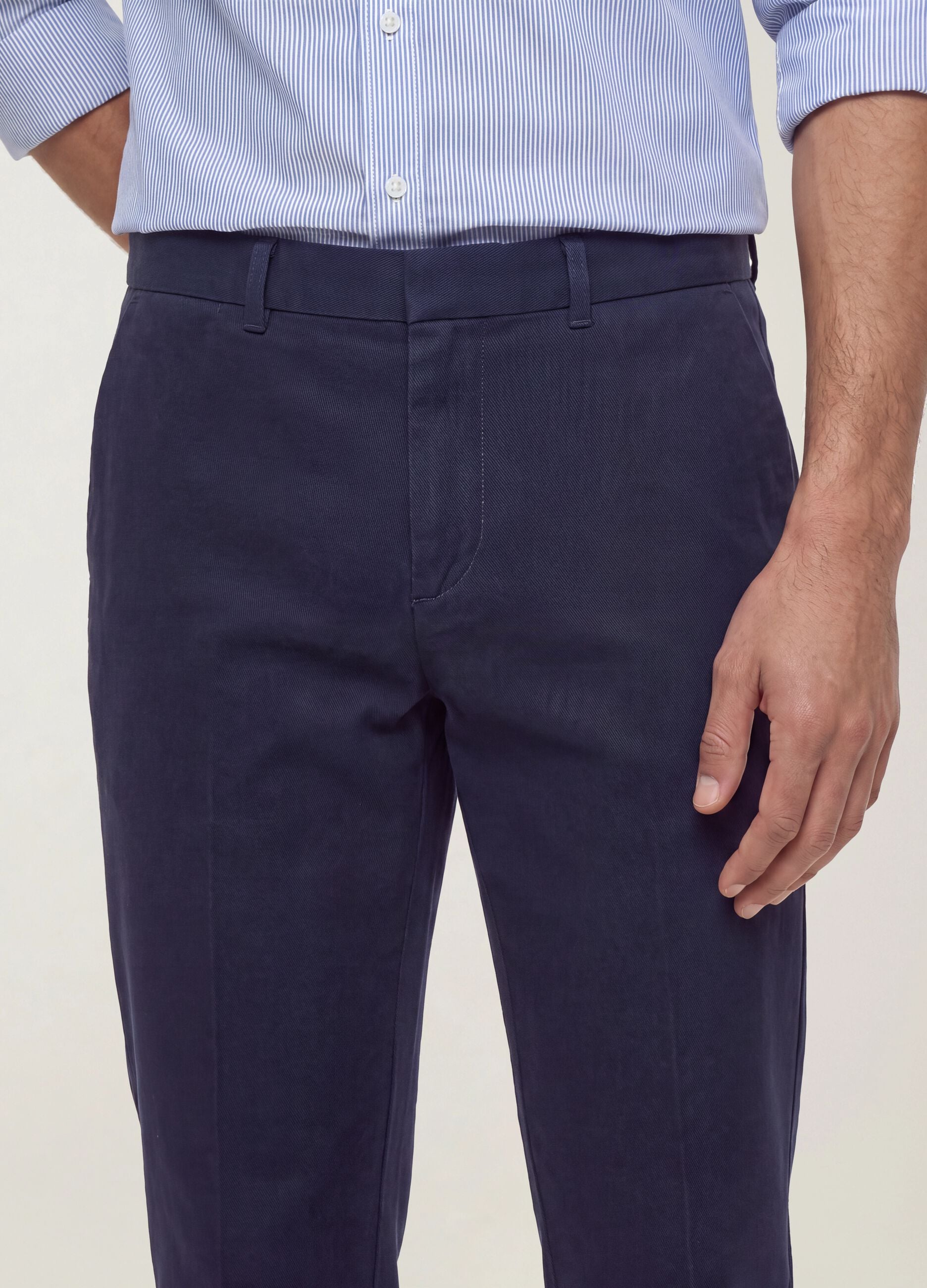 Blue regular tapered-fit stretch cotton twill chino trousers