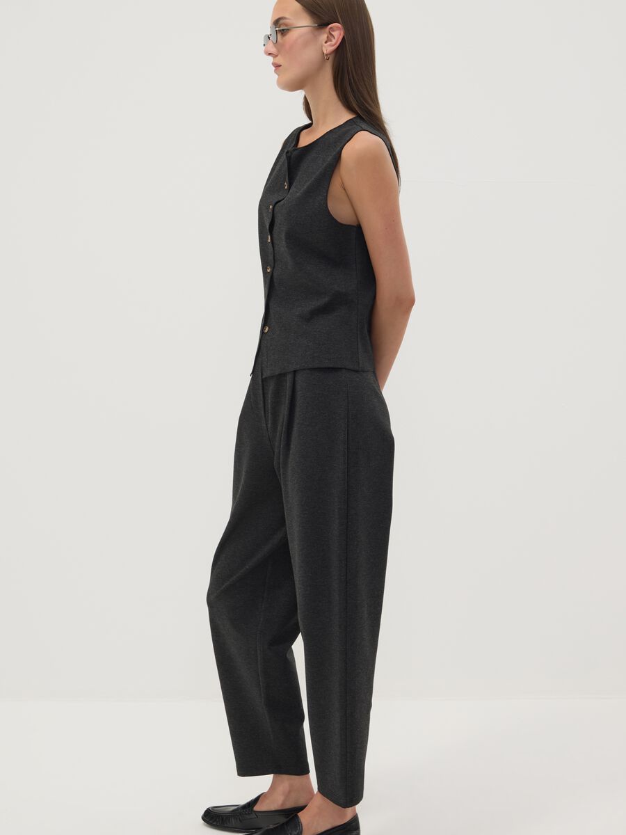 Schwarze Joggerhose aus Milano-Strick in elastischer Viskose, Barrel Fit_3
