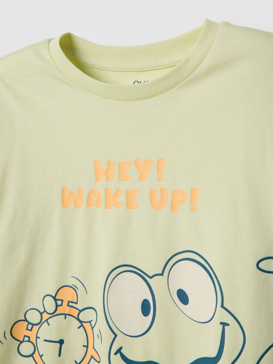 Children's green pure cotton pyjamas with frog print, regular fit_2