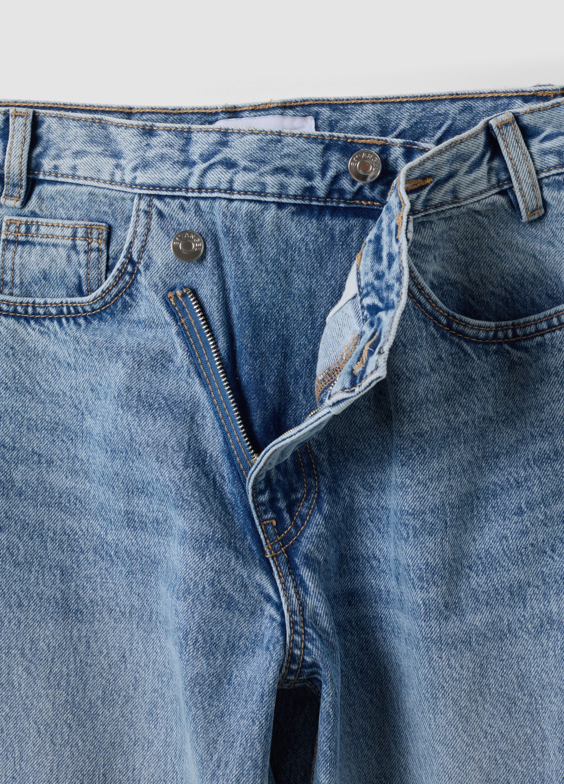 Jeans azzurri in denim di puro cotone skater fit
