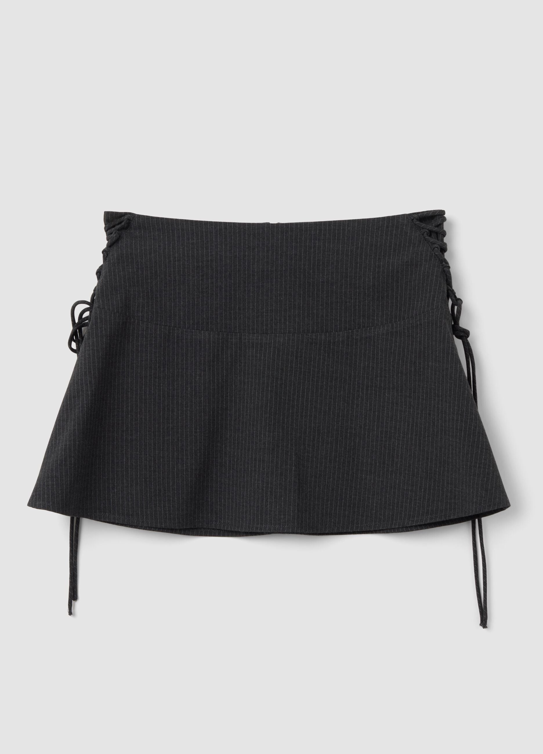 Grey stretch viscose pinstripe skirt