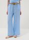 Hellblaue Wide-Leg-Hose aus reinem Leinen mit elastischem Bund_1