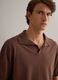 Short-sleeved brown polo shirt in pure cotton_3