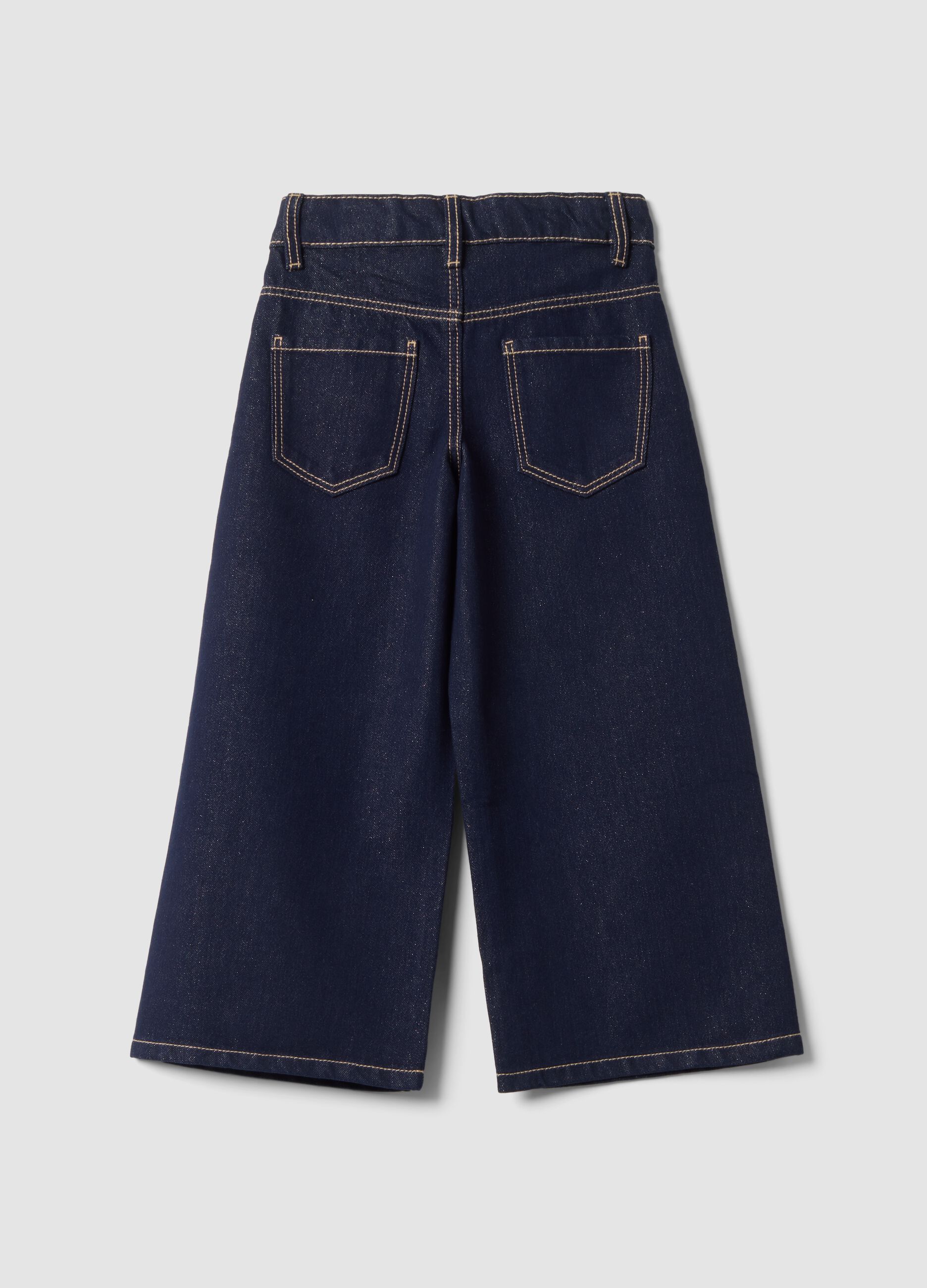 Blue wide-leg jeans in a cotton and lyocell blend