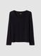 T-shirt nera in viscosa elasticizzata con girocollo slim fit_4