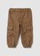 Pantaloni cargo marroni in puro cotone per bimbo_0