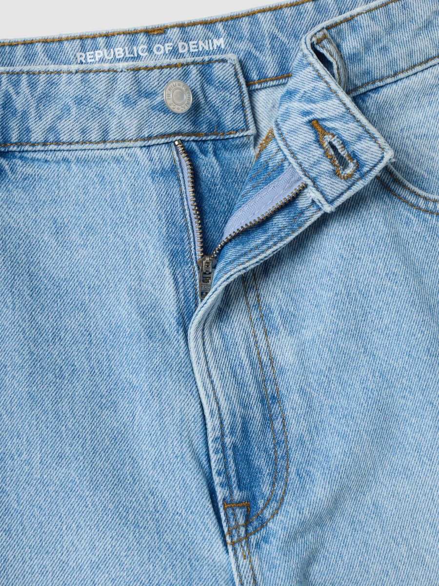 Light blue wide-leg jeans in pure cotton_5