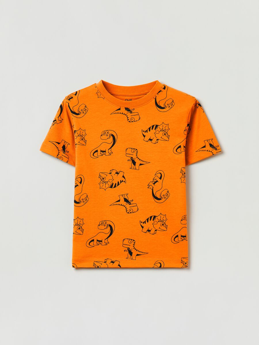 T-shirt con stampa dinosauri all-over_0