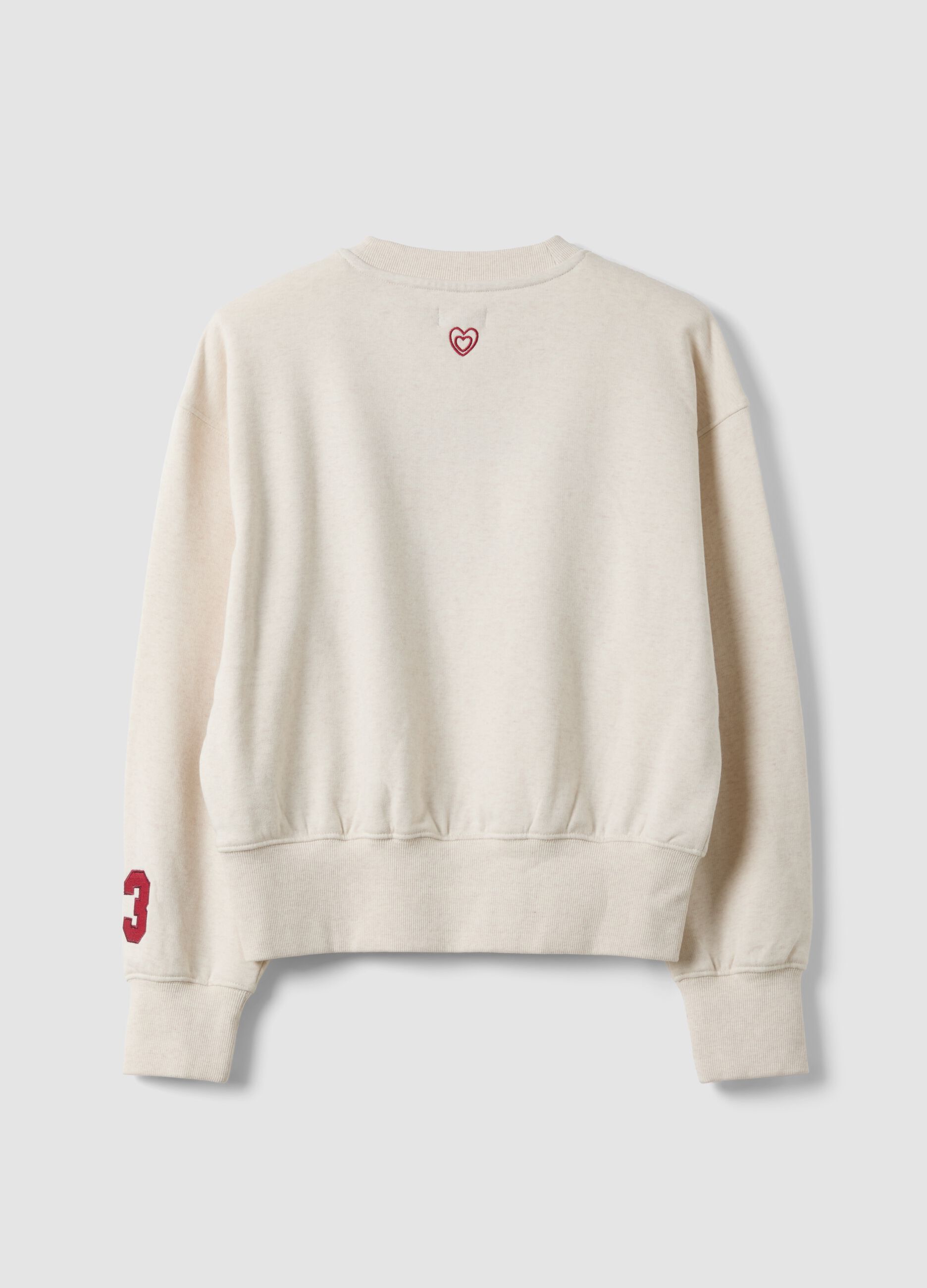 Beige cotton-blend crew-neck sweatshirt with Paris print for girls