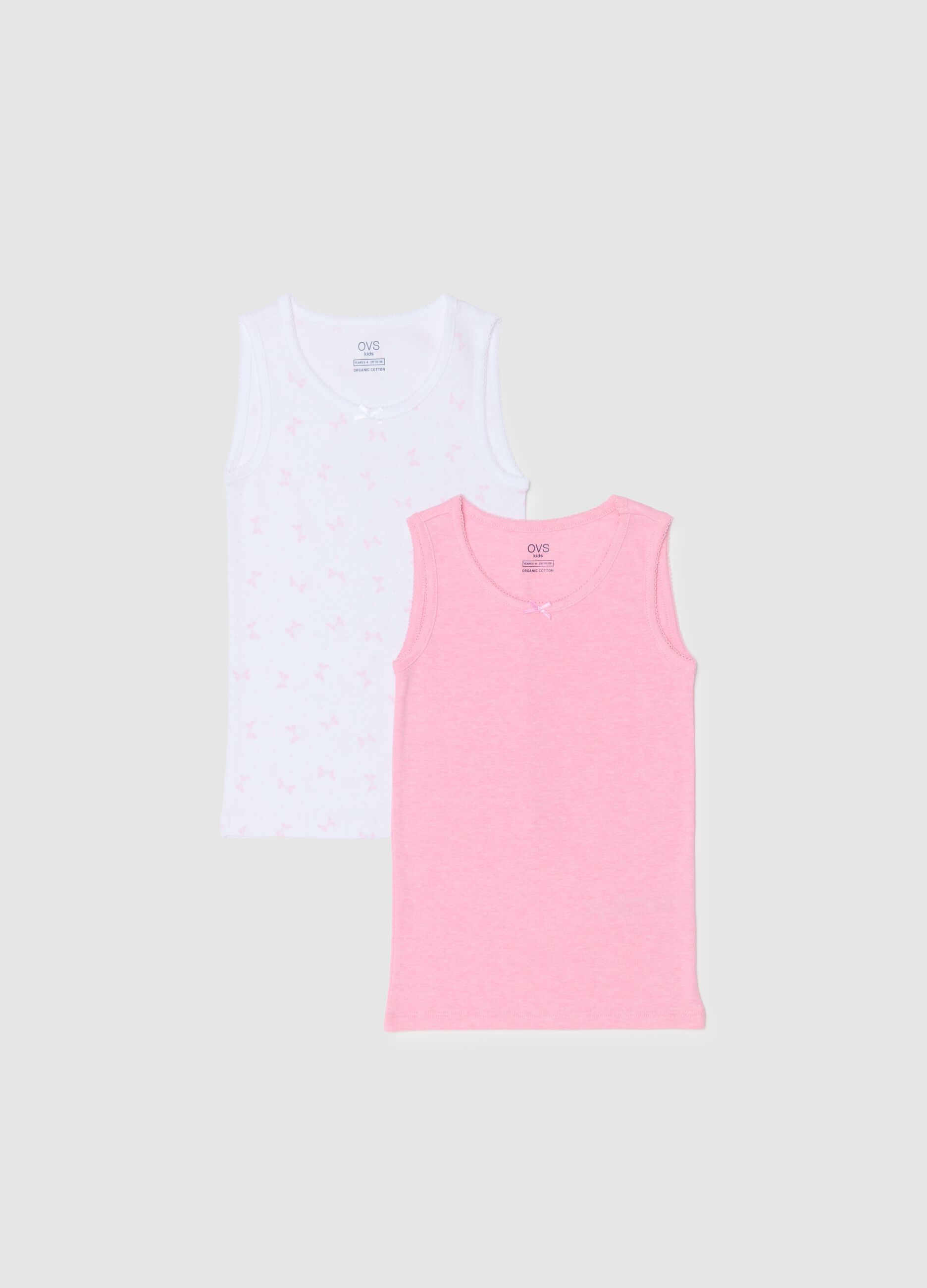 Girls' Multicolour Vest Twin Pack in Pure Cotton Regular Fit