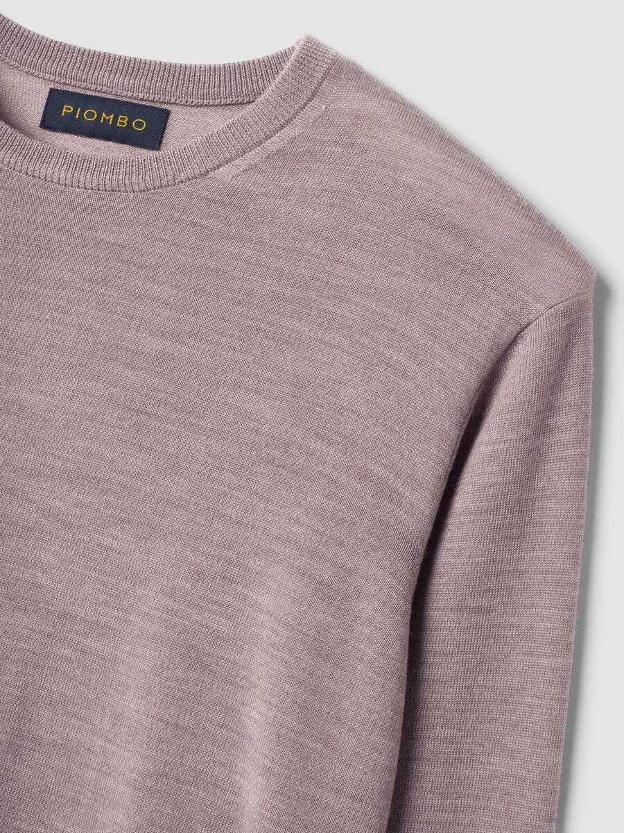 Beiger Rundhals-Pullover aus reiner Merinowolle, Regular Fit_5