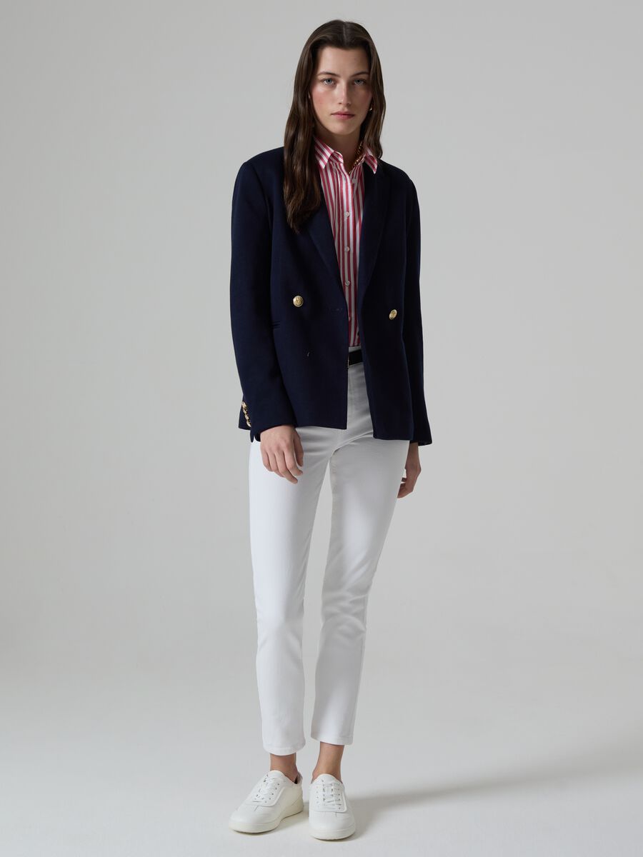 Ribbed-knit double-breasted blazer_0