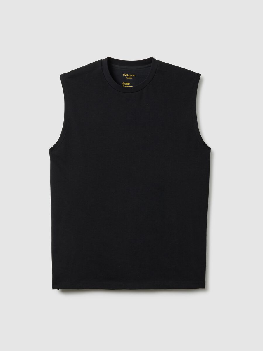 Black cotton blend vest regular fit_4