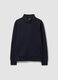 Blue cotton-blend sweatshirt with crew neck and zip, regular fit_0