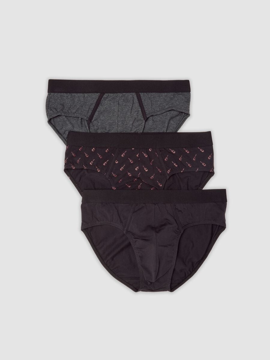 Three-pack of multicolour stretch organic cotton briefs_0