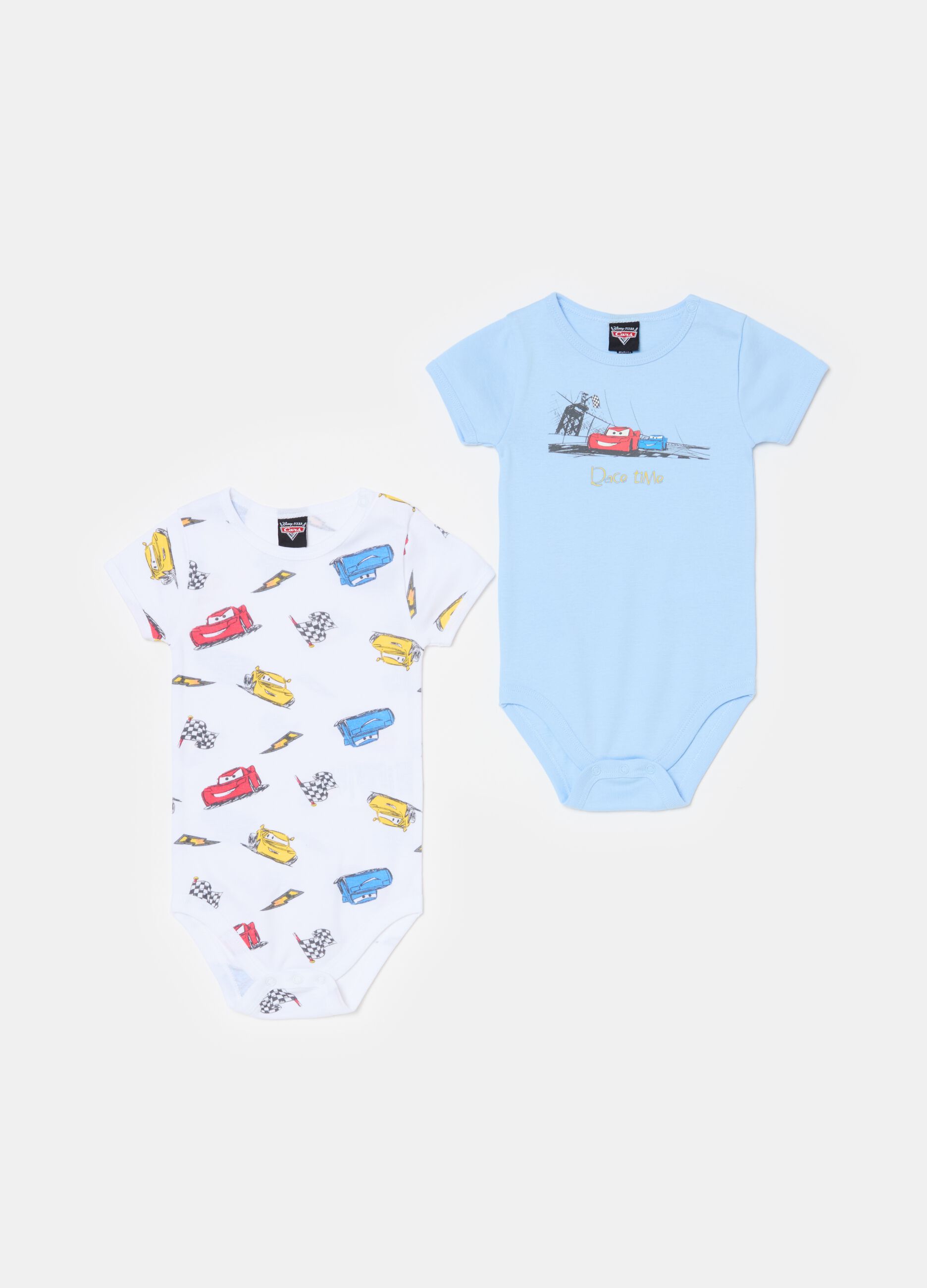 Two-pack organic cotton bodysuits with Cars print