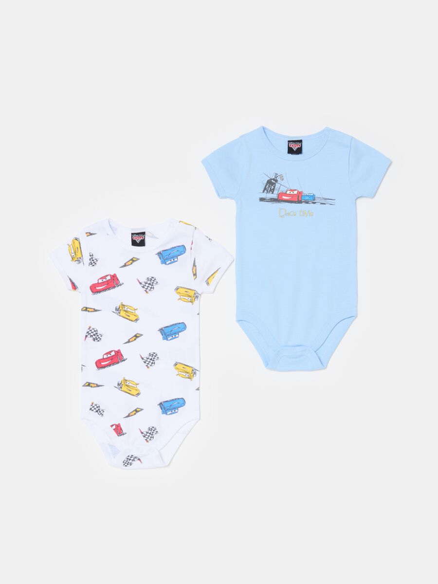 Two-pack organic cotton bodysuits with Cars print_0