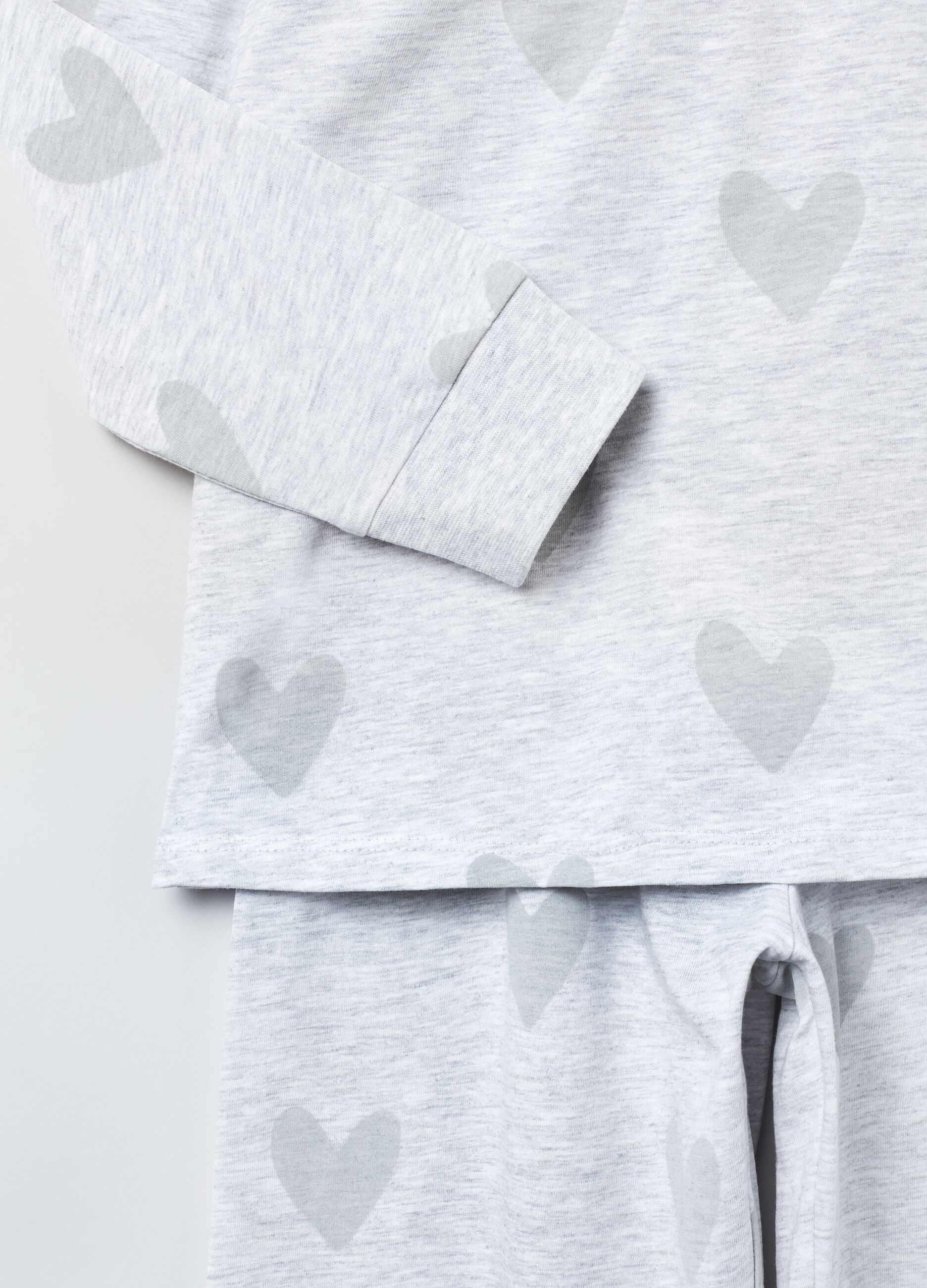 Pijama largo de algodón estampado corazones