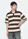 Polo marrone in puro cotone a righe regular fit_0