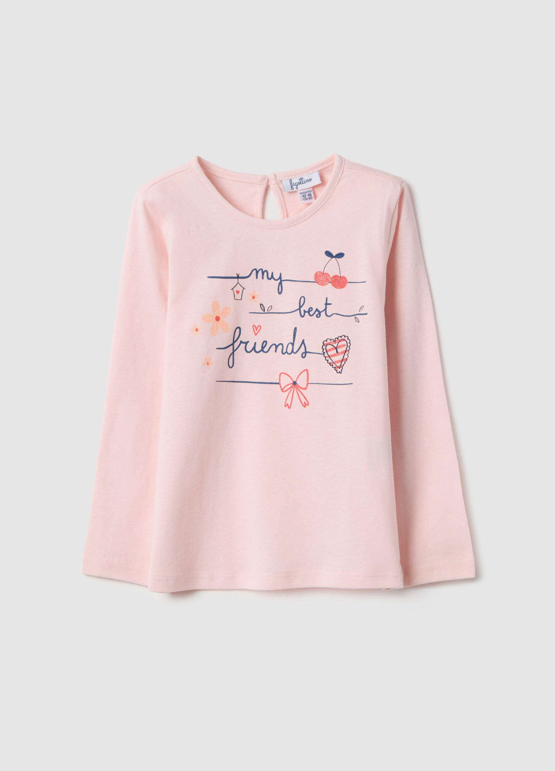 Girls' Pink Regular Fit Pure Cotton T-Shirt