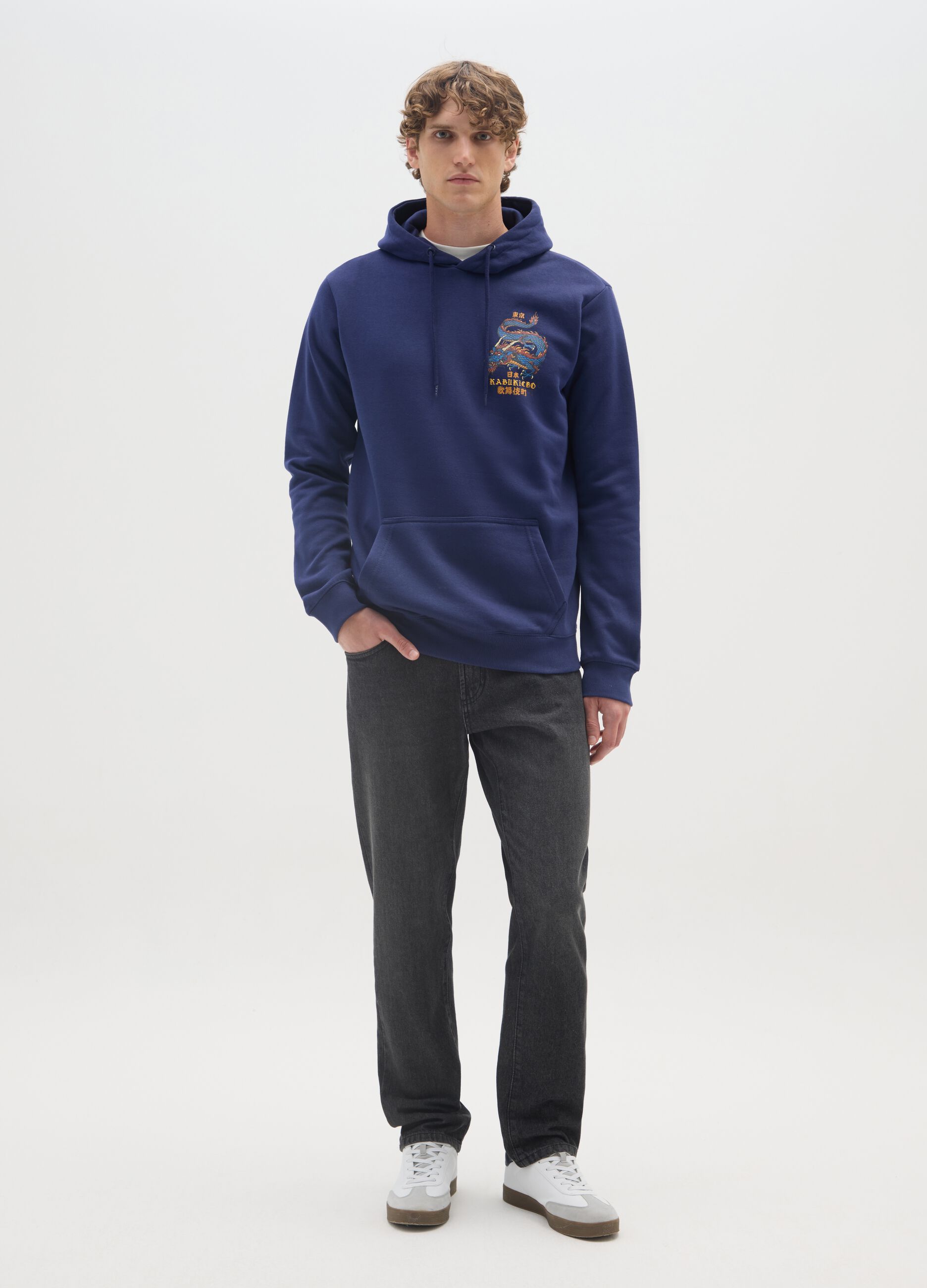 Blaue Kapuzenpullover aus Baumwollmischung