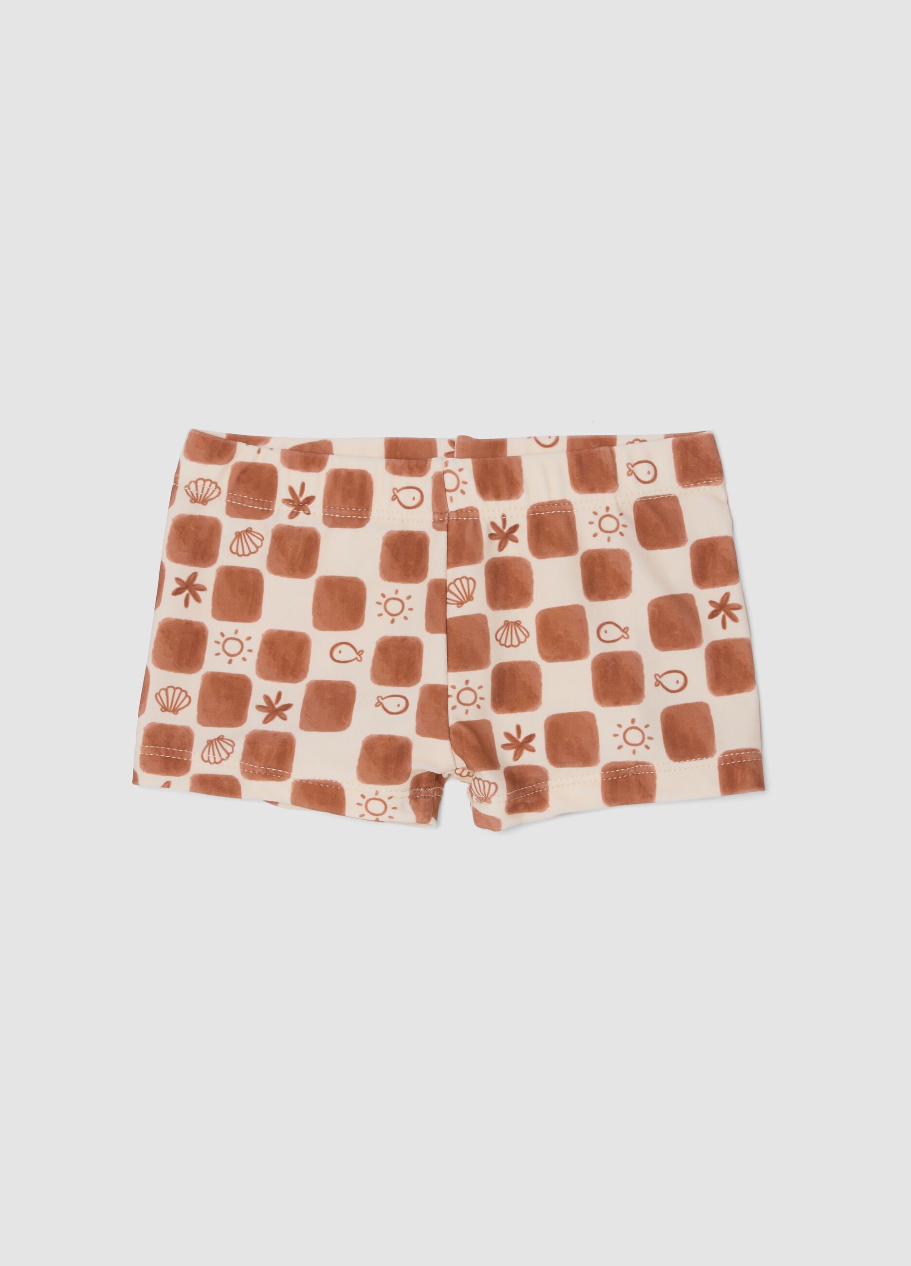 Brown stretch swim boxer shorts