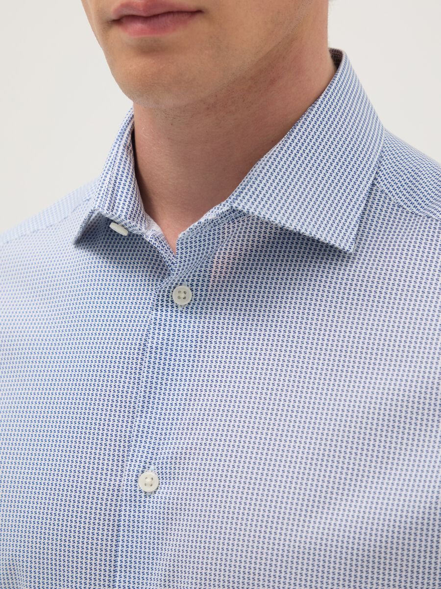 Multicolour cotton shirt with stretch micro-checks regular fit_1