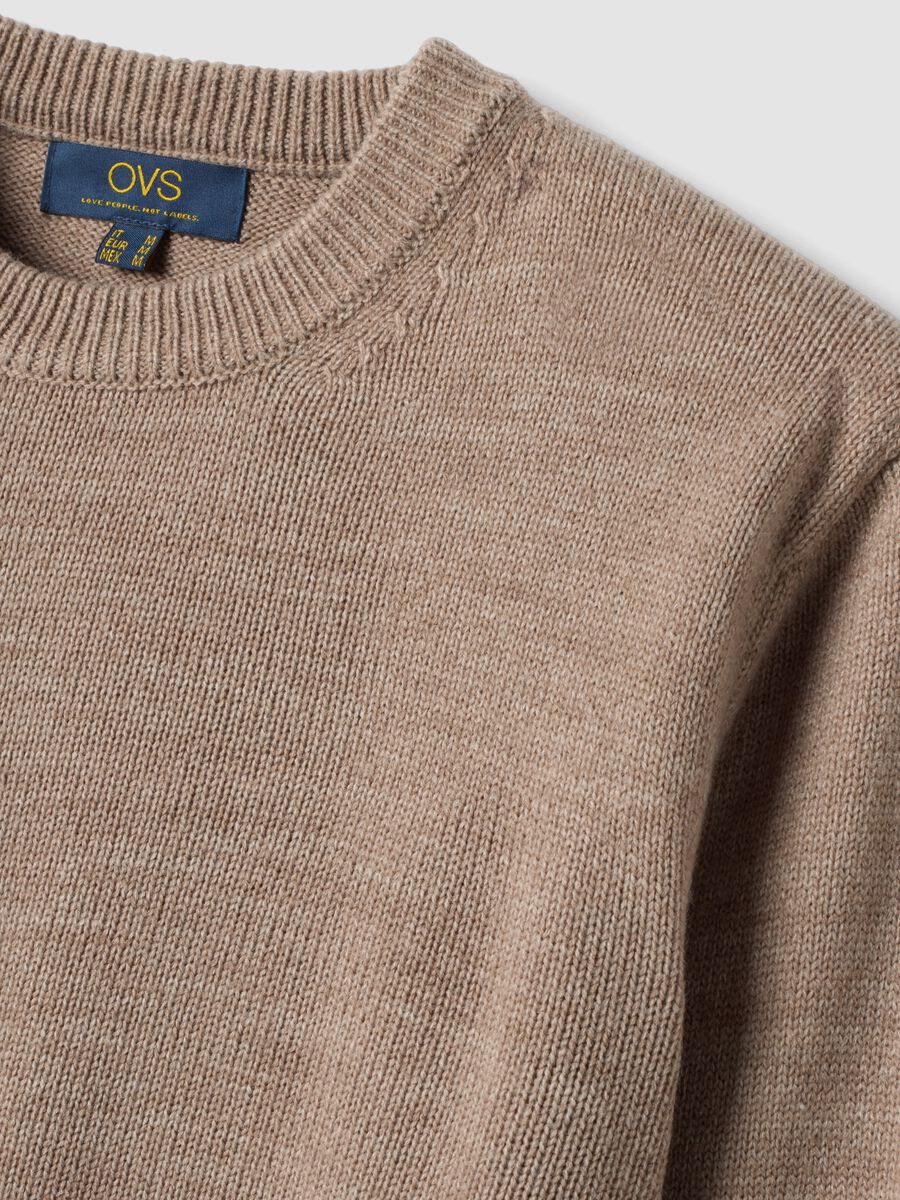 Beige crew-neck regular-fit jersey knit jumper_1