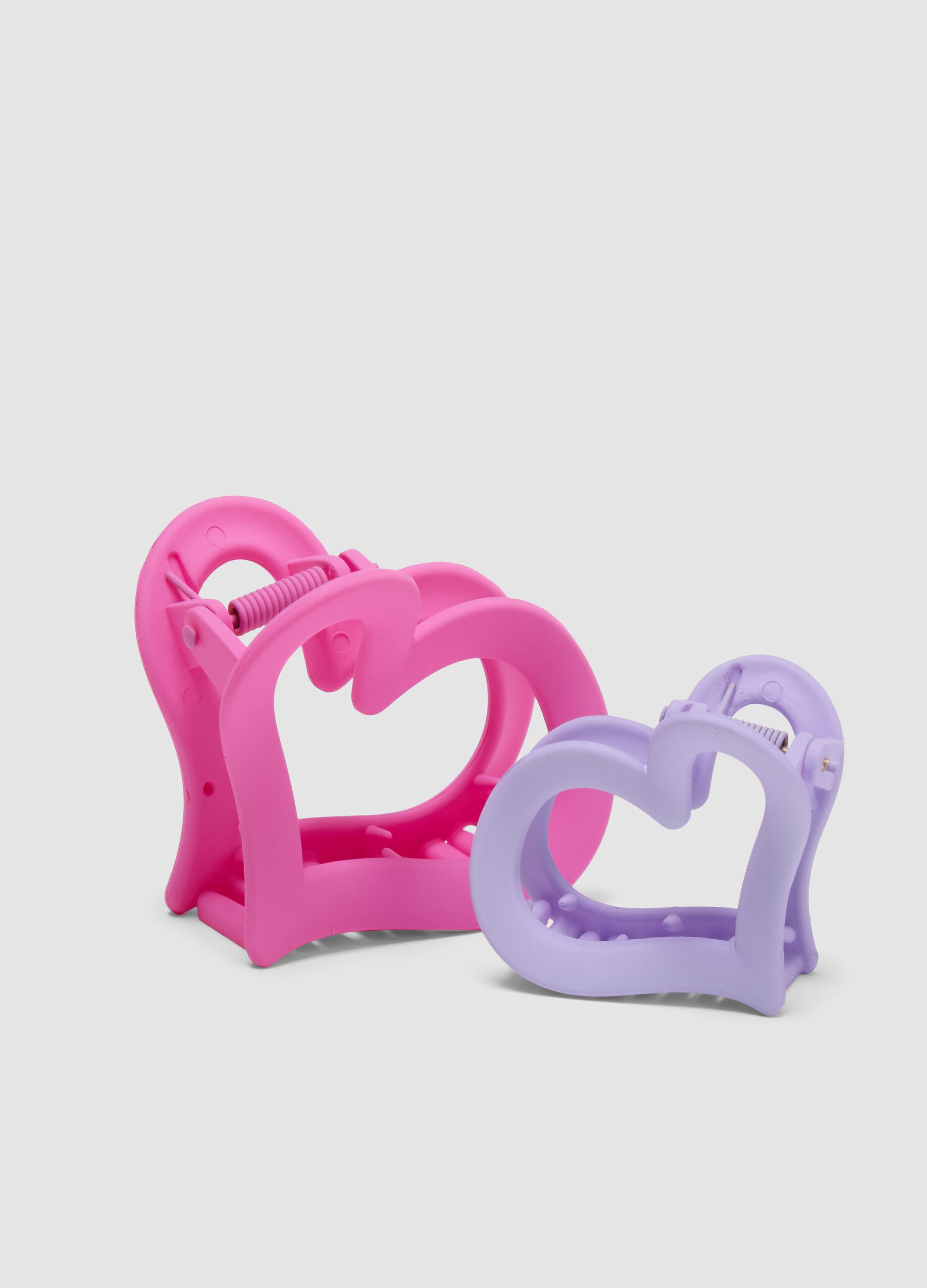 Purple and Pink Heart Hair Clip Set for Girls