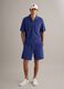 Blue short-sleeved cotton-blend polo shirt_1